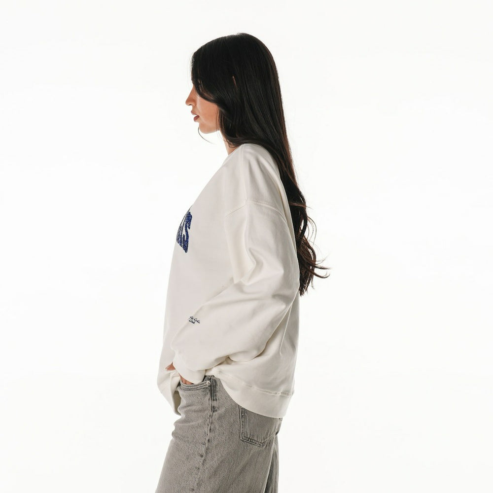 Indianapolis Colts The Wild Collective Women's Rock Crystal Oversized Crewneck Sweatshirt - White - NFL