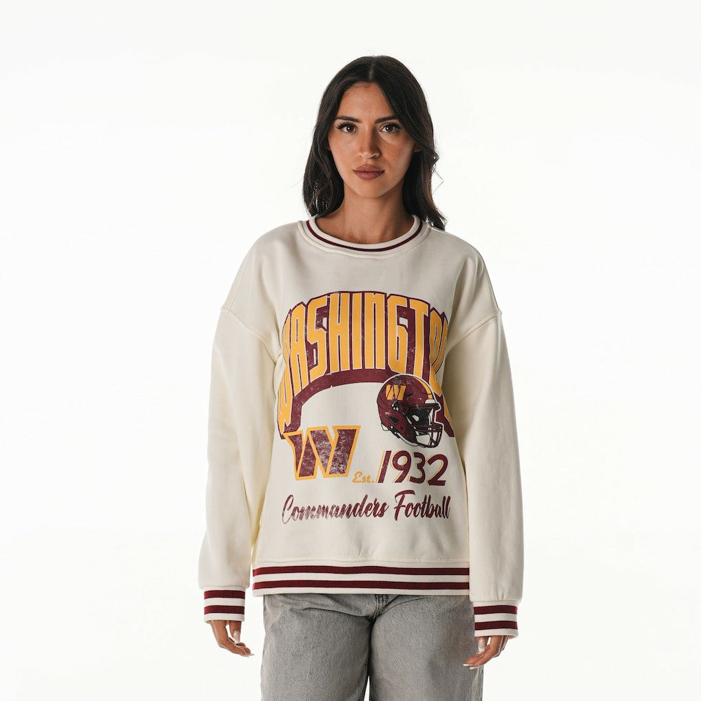 Washington Commanders The Wild Collective Women's Oversized Vintage French Terry Sweatshirt - Cream - NFL
