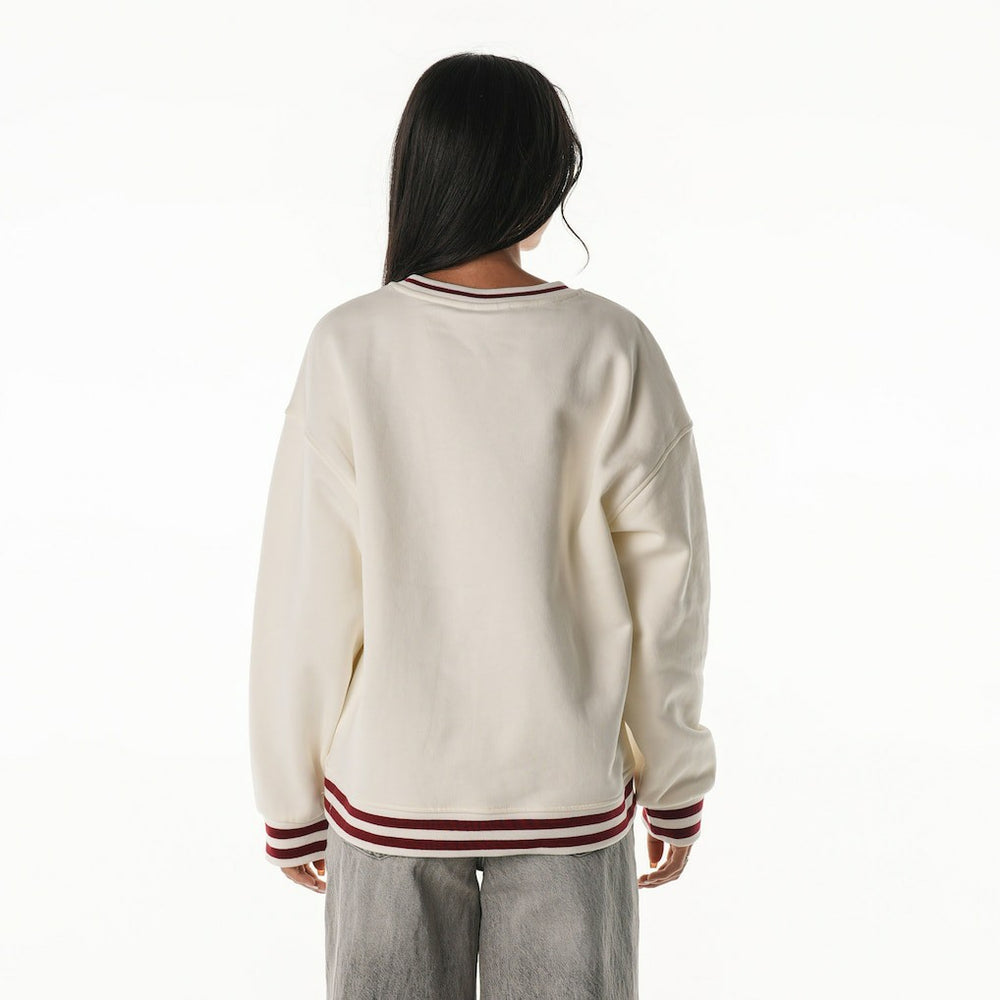 Washington Commanders The Wild Collective Women's Oversized Vintage French Terry Sweatshirt - Cream - NFL