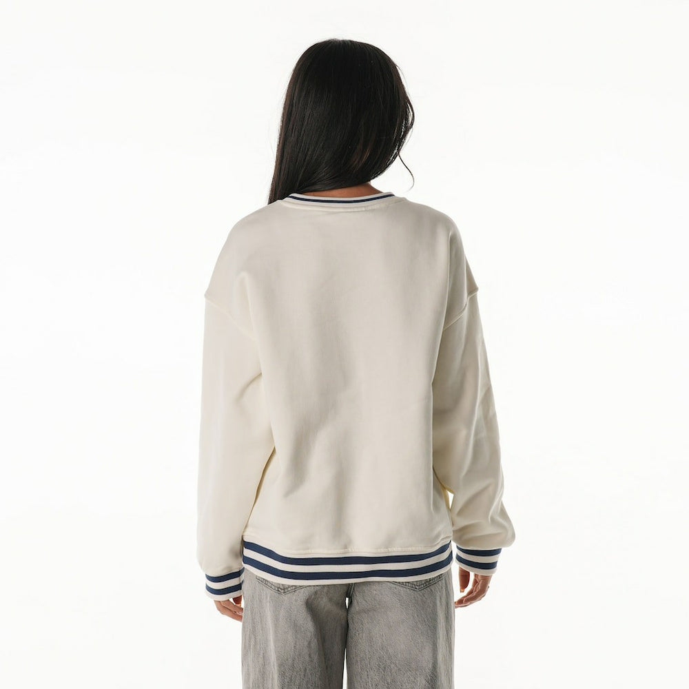 Indianapolis Colts The Wild Collective Women's Oversized Vintage French Terry Sweatshirt - Cream - NFL