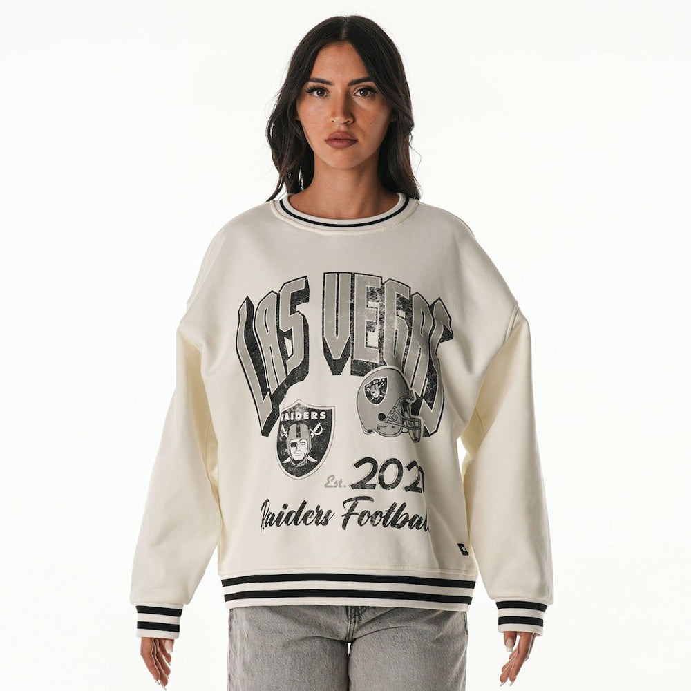 Las Vegas Raiders The Wild Collective Women's Oversized Vintage French Terry Sweatshirt - Cream - NFL