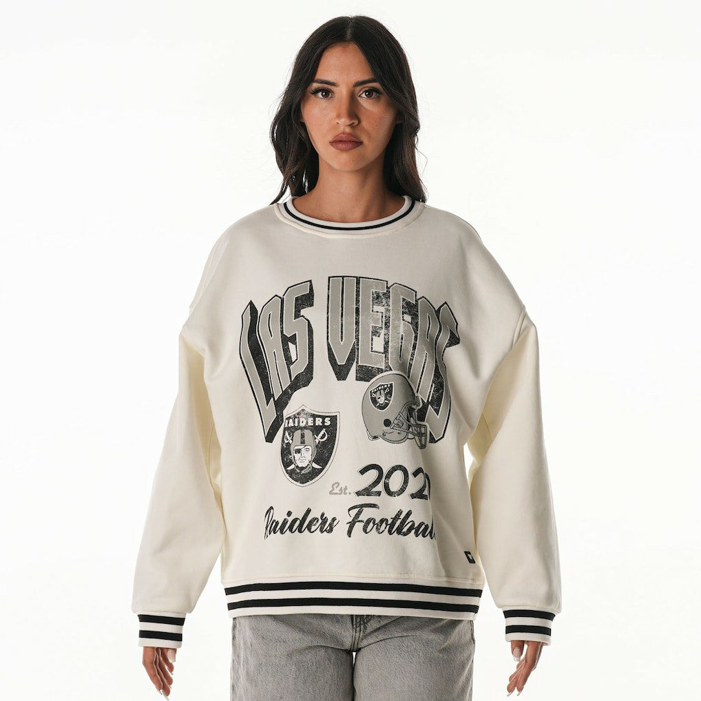 Las Vegas Raiders The Wild Collective Women's Oversized Vintage French Terry Sweatshirt - Cream - NFL