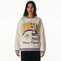 Minnesota Vikings The Wild Collective Women's Oversized Vintage French Terry Sweatshirt - Cream - NFL