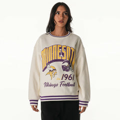 Minnesota Vikings The Wild Collective Women's Oversized Vintage French Terry Sweatshirt - Cream - NFL