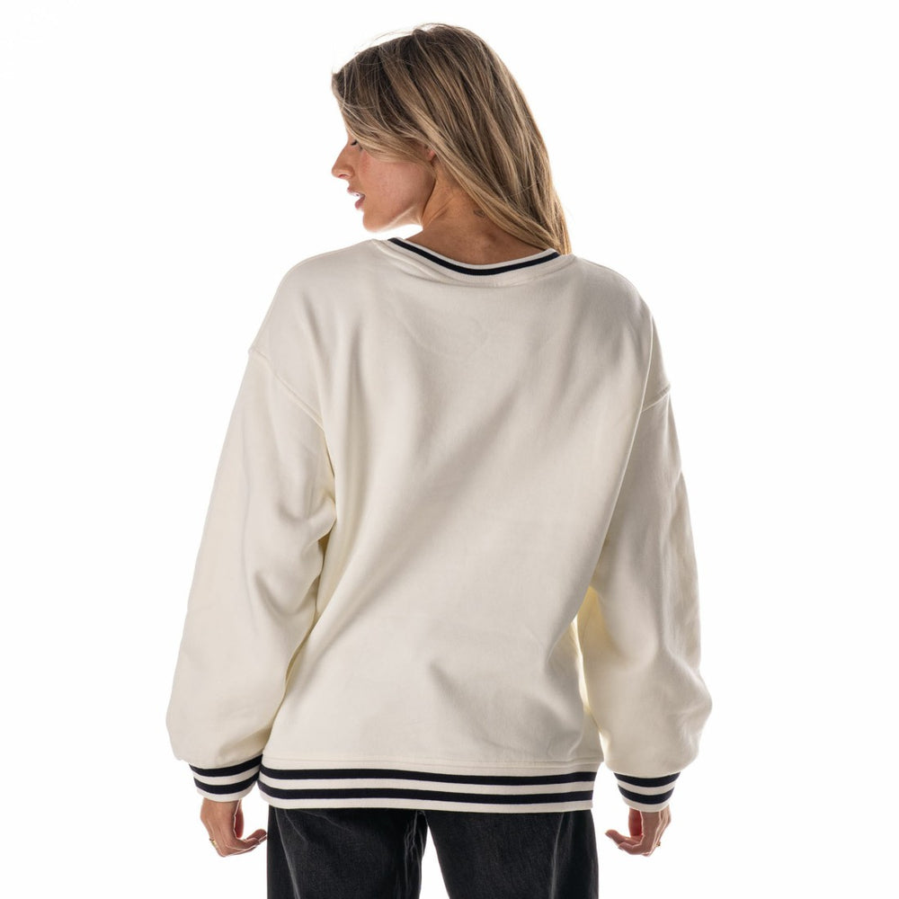 Houston Texans The Wild Collective Women's Oversized Vintage French Terry Sweatshirt - Cream - NFL