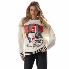 Houston Texans The Wild Collective Women's Oversized Vintage French Terry Sweatshirt - Cream - NFL