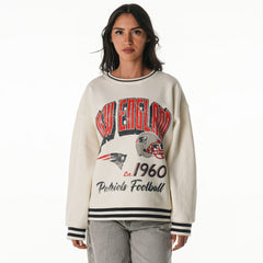 New England Patriots The Wild Collective Women's Oversized Vintage French Terry Sweatshirt - Cream - NFL