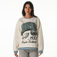 Philadelphia Eagles The Wild Collective Women's Oversized Vintage French Terry Sweatshirt - Cream - NFL