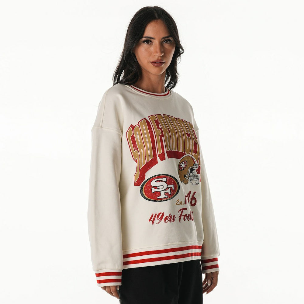 San Francisco 49ers The Wild Collective Women's Oversized Vintage French Terry Sweatshirt - Cream - NFL