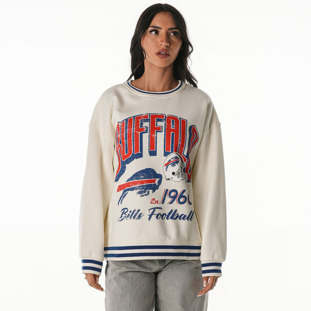 Buffalo Bills The Wild Collective Women's Oversized Vintage French Terry Sweatshirt - Cream - NFL