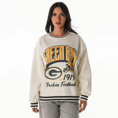Green Bay Packers The Wild Collective Women's Oversized Vintage French Terry Sweatshirt - Cream - NFL