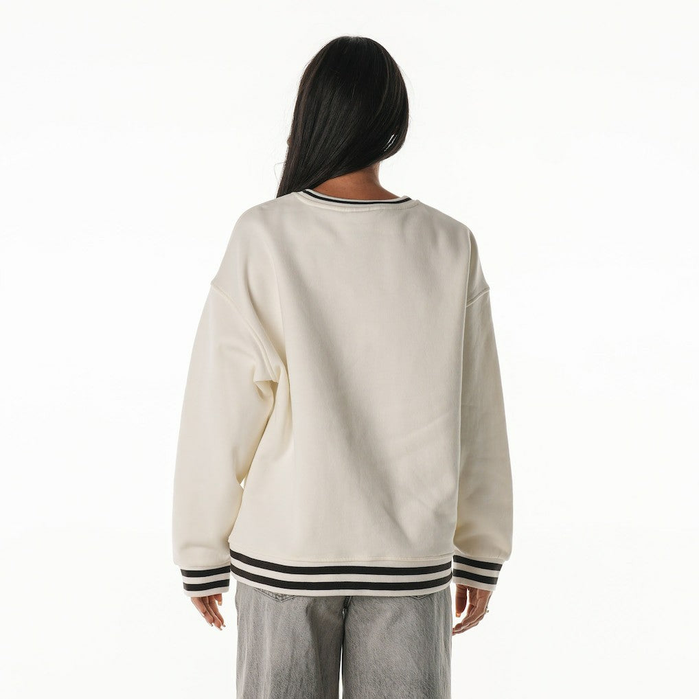 Cleveland Browns The Wild Collective Women's Oversized Vintage French Terry Sweatshirt - Cream - NFL