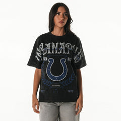 Indianapolis Colts The Wild Collective Women's Laurel Premium Baggy Dolman T-Shirt - Black - NFL