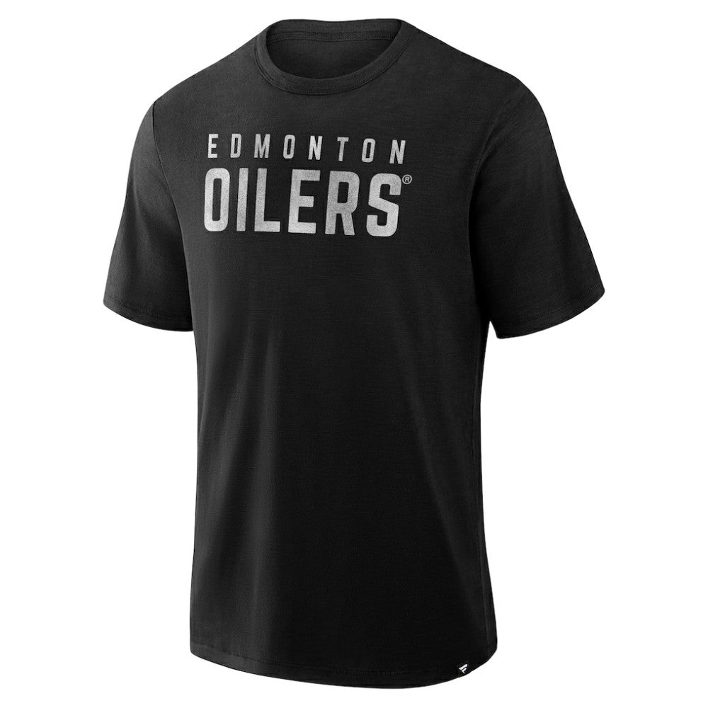 Edmonton Oilers Fanatics Play Distressed Wordmark Stadium Slub T-Shirt - Black | Fanatics online