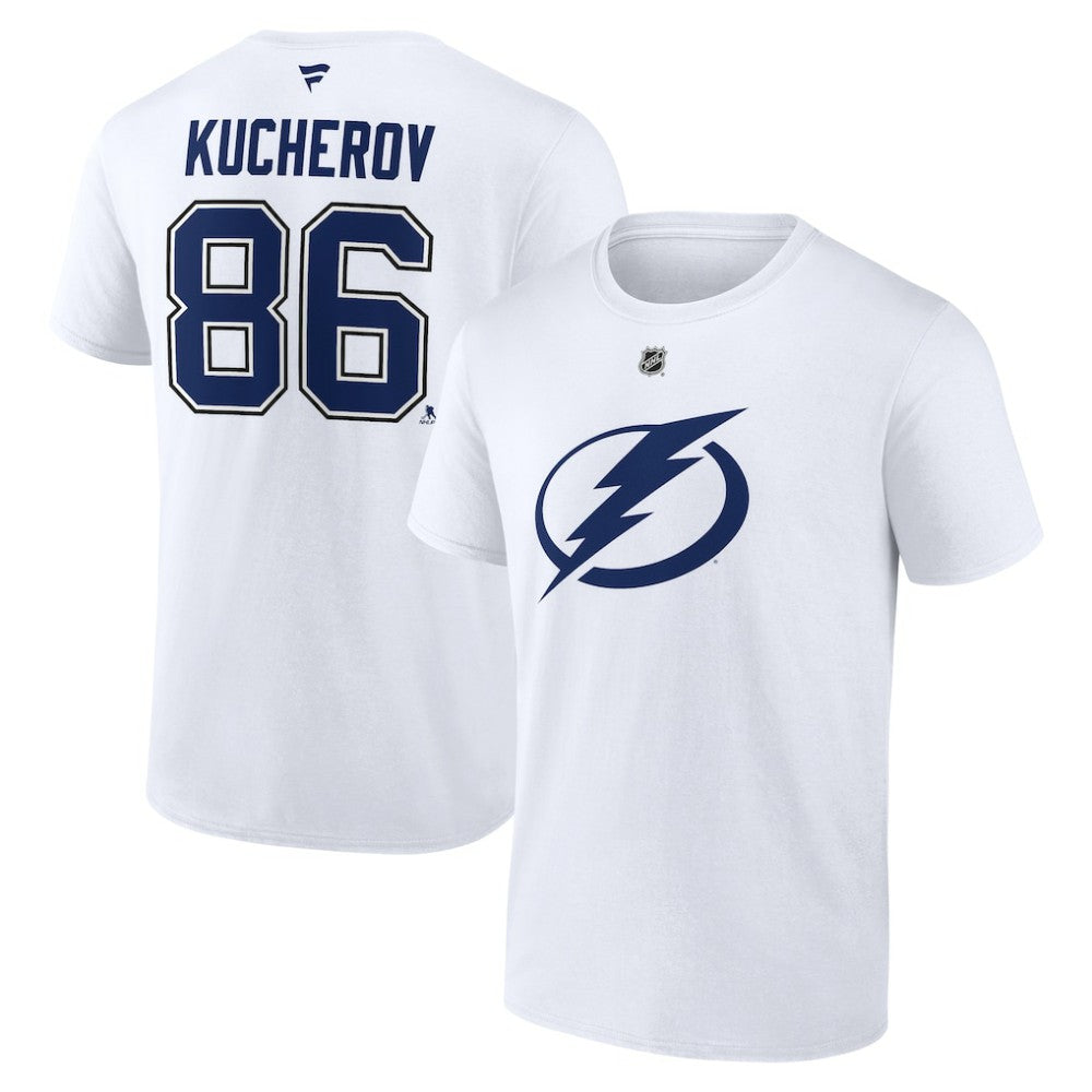 Nikita Kucherov Tampa Bay Lightning Fanatics Authentic Stack Name & Number T-Shirt - White | Fanatics Lifestyle