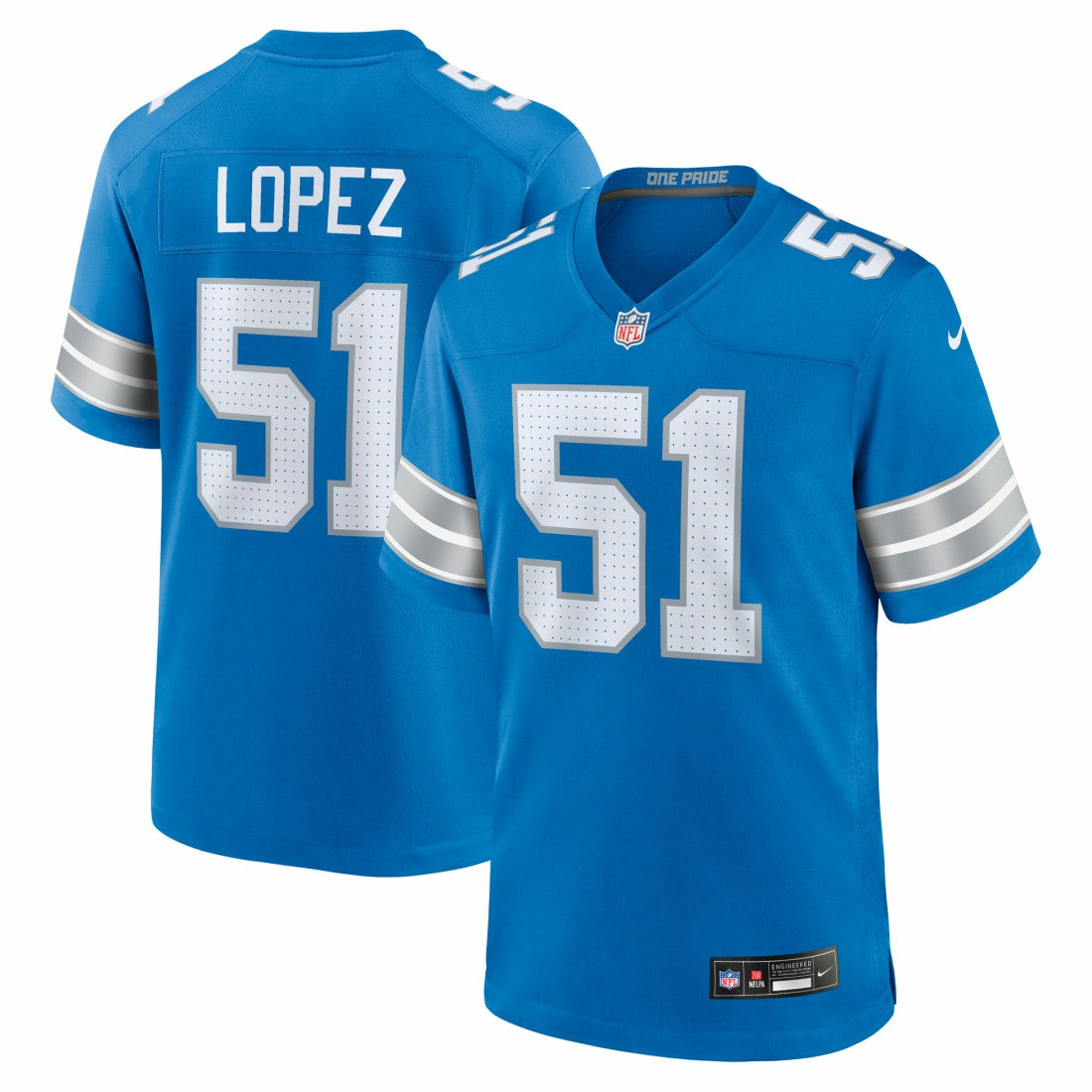 Roy Lopez Detroit Lions Team Game Jersey - Blue - Nike
