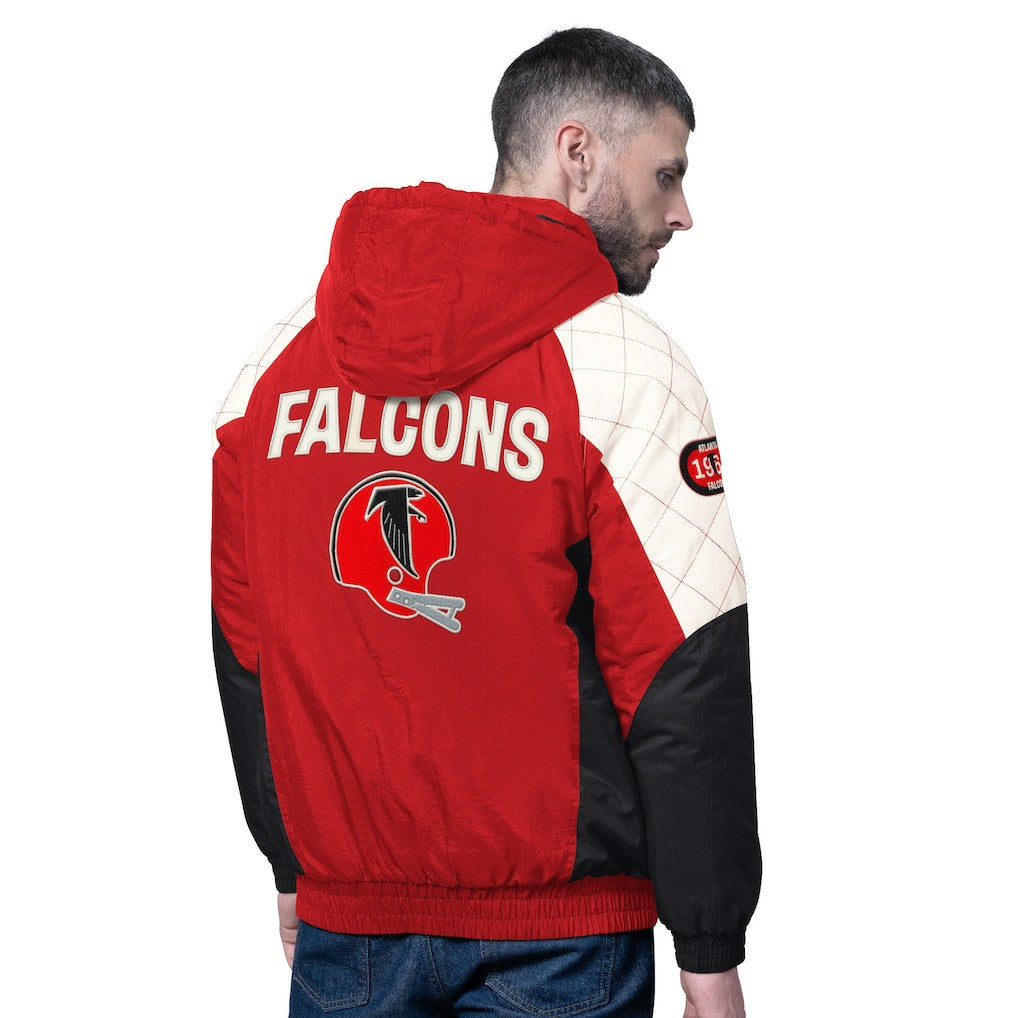 Atlanta Falcons Starter Oxford Crinkle Full-Snap Hoodie Jacket - Red - NFL