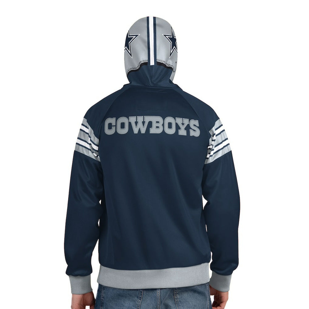 Dallas Cowboys Pro Player Helmet Full-Zip Hooded Track Jacket - Navy/Gray - NFL