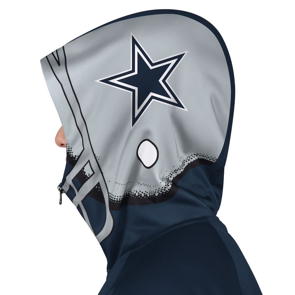 Dallas Cowboys Pro Player Helmet Full-Zip Hooded Track Jacket - Navy/Gray - NFL