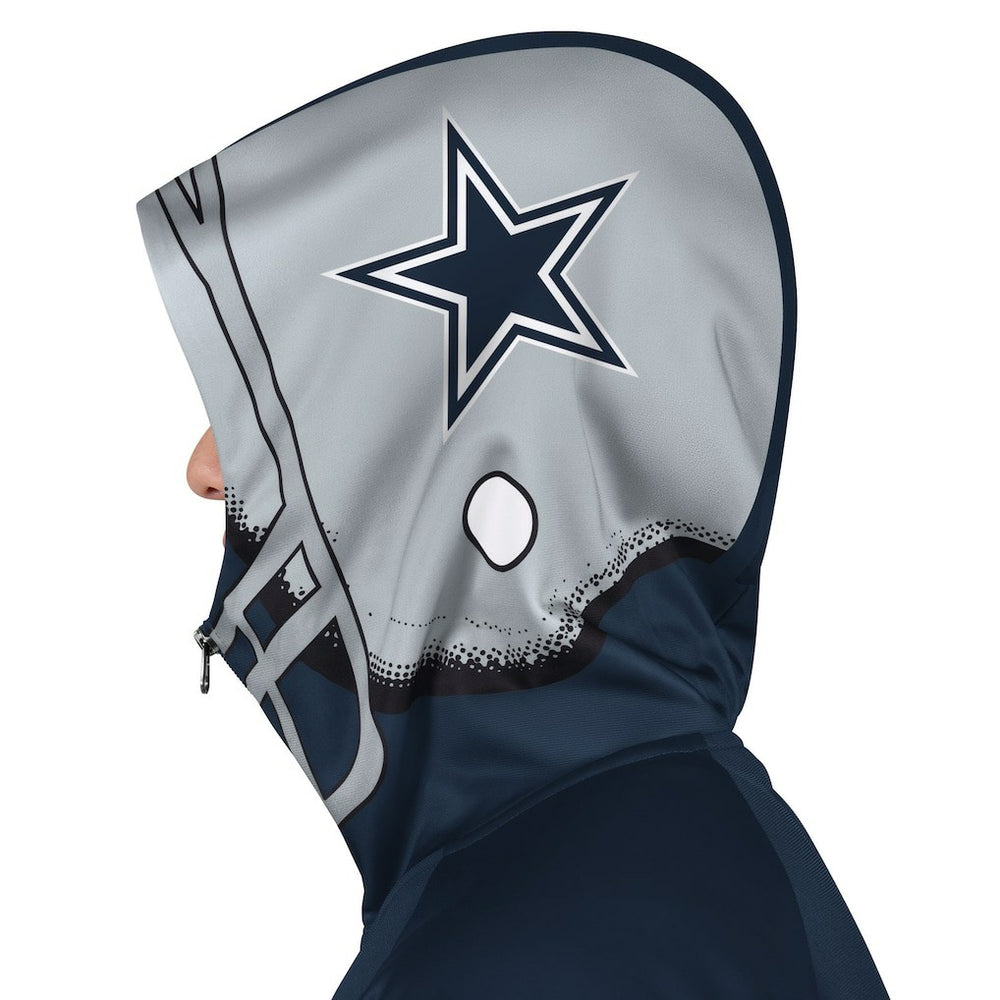 Dallas Cowboys Pro Player Helmet Full-Zip Hooded Track Jacket - Navy/Gray - NFL
