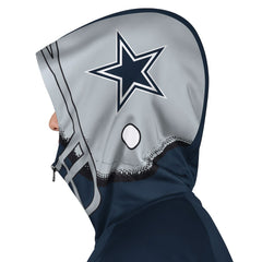 Dallas Cowboys Pro Player Helmet Full-Zip Hooded Track Jacket - Navy/Gray - NFL