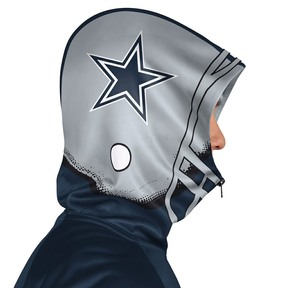 Dallas Cowboys Pro Player Helmet Full-Zip Hooded Track Jacket - Navy/Gray - NFL