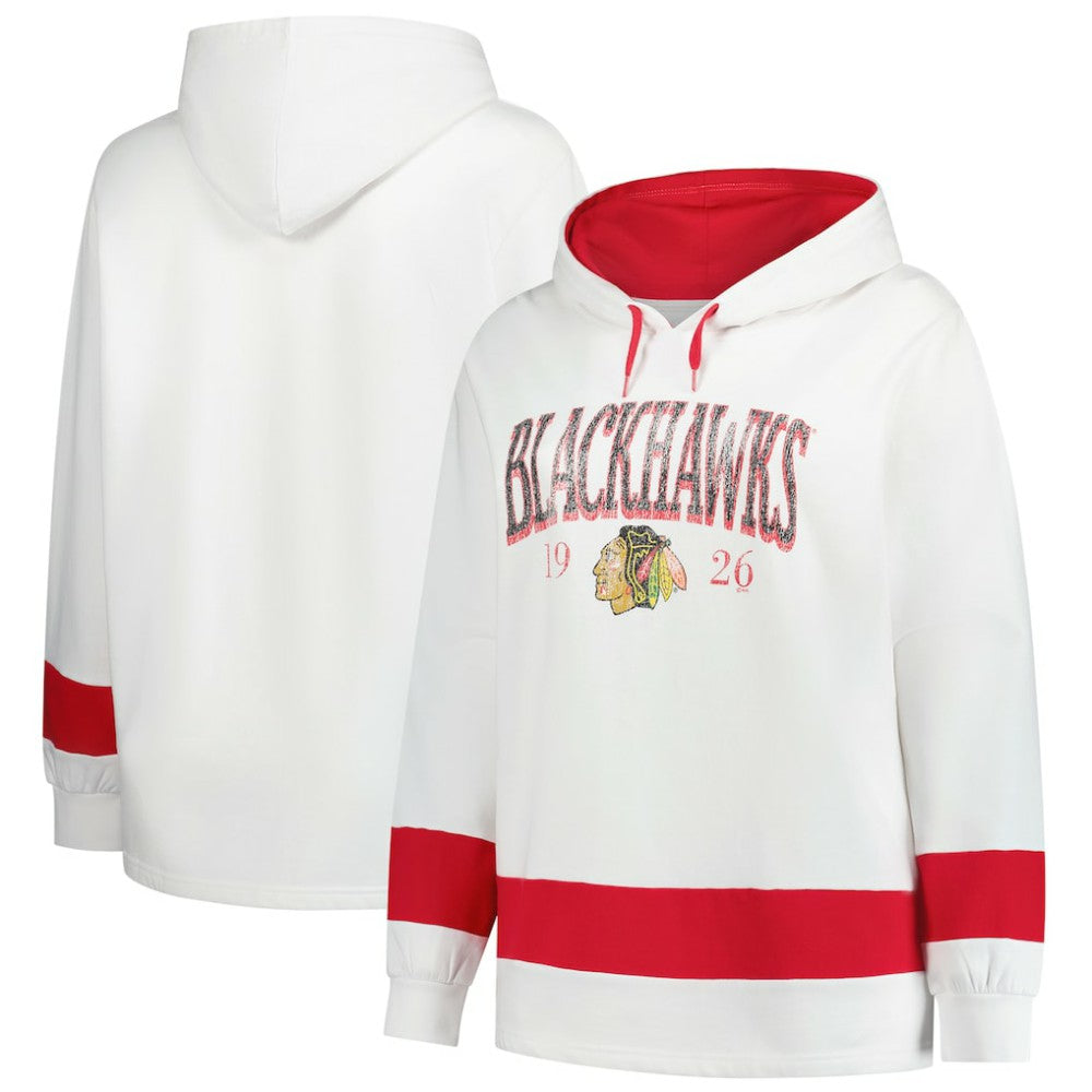 Chicago Blackhawks Profile Women's Plus Size Hoodie - White | NHL Lifestyle