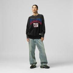 New York Giants Women's Delineate Mineral Wash Crewneck Sweatshirt - Black - Mitchell & Ness