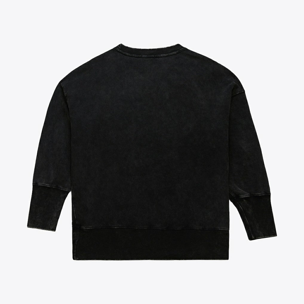 Pittsburgh Steelers Women's Delineate Mineral Wash Crewneck Sweatshirt - Black - Mitchell & Ness