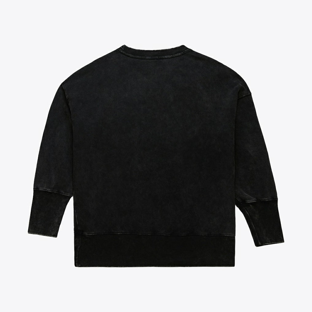 Pittsburgh Steelers Women's Delineate Mineral Wash Crewneck Sweatshirt - Black - Mitchell & Ness