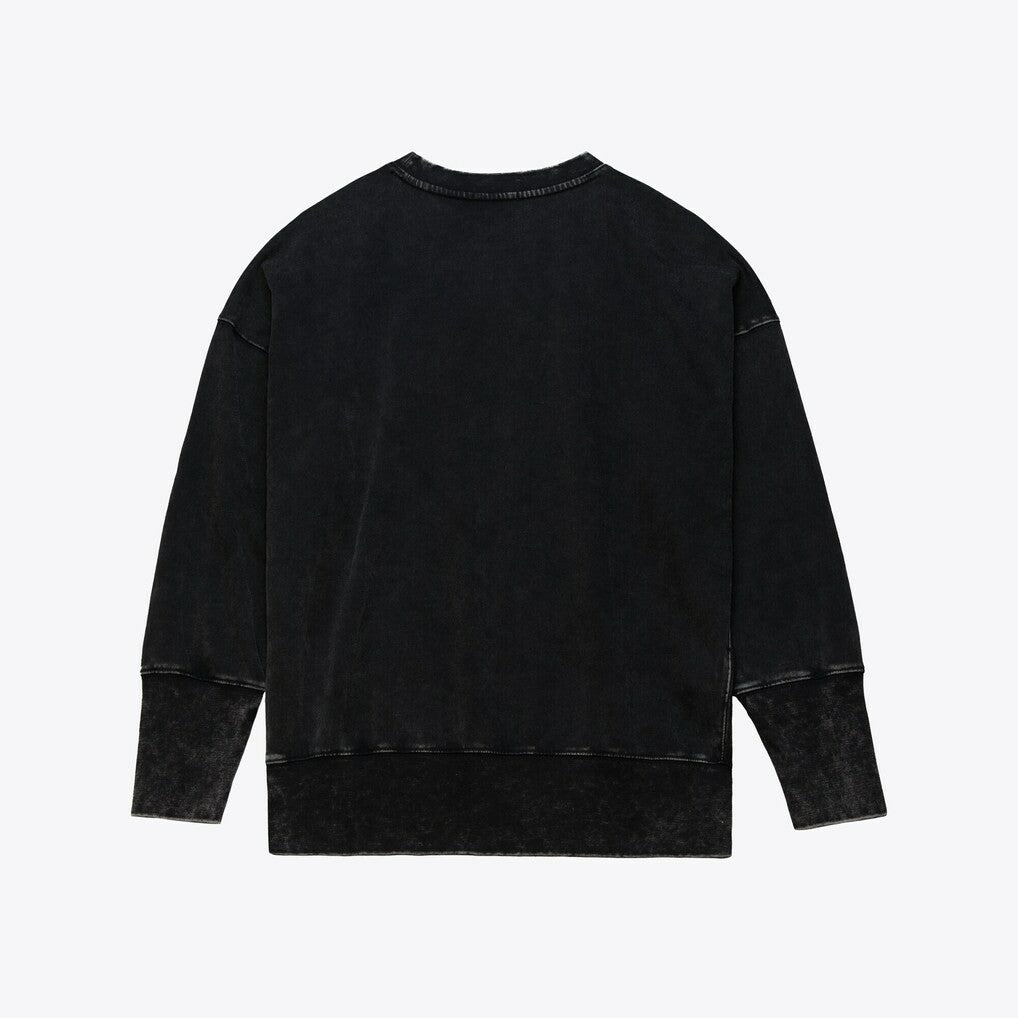San Francisco 49ers Women's Delineate Mineral Wash Crewneck Sweatshirt - Black - Mitchell & Ness