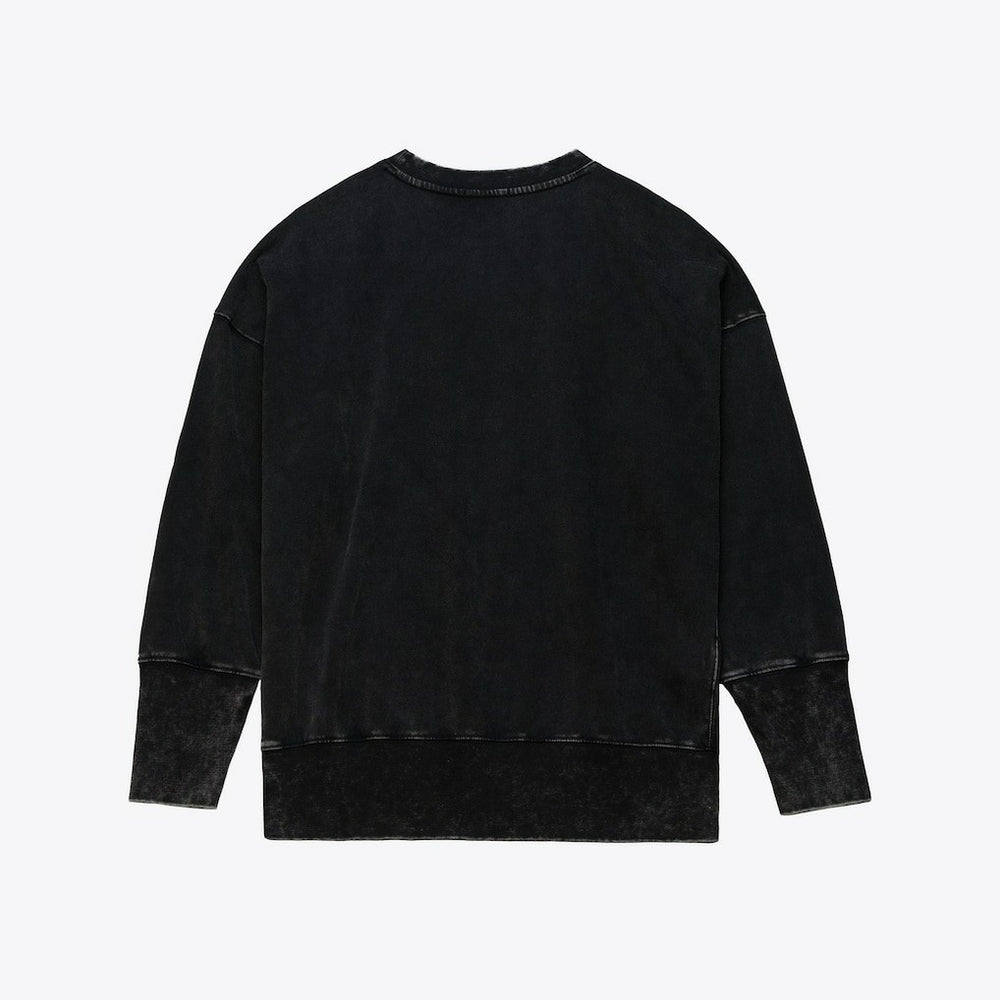 Seattle Seahawks Women's Delineate Mineral Wash Crewneck Sweatshirt - Black - Mitchell & Ness