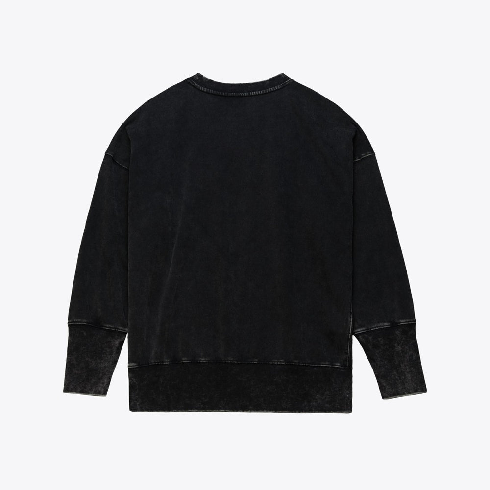 Tampa Bay Buccaneers Women's Delineate Mineral Wash Crewneck Sweatshirt - Black - Mitchell & Ness