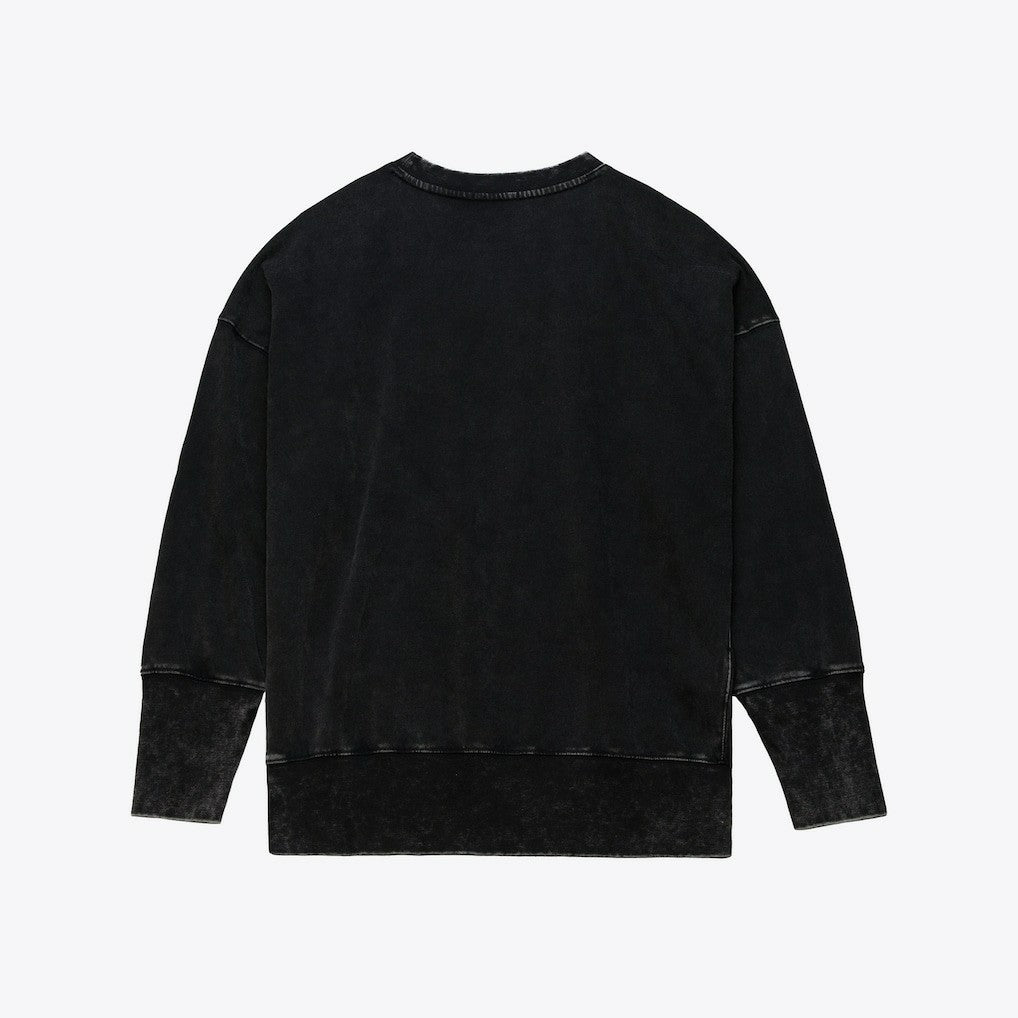 Indianapolis Colts Women's Delineate Mineral Wash Crewneck Sweatshirt - Black - Mitchell & Ness