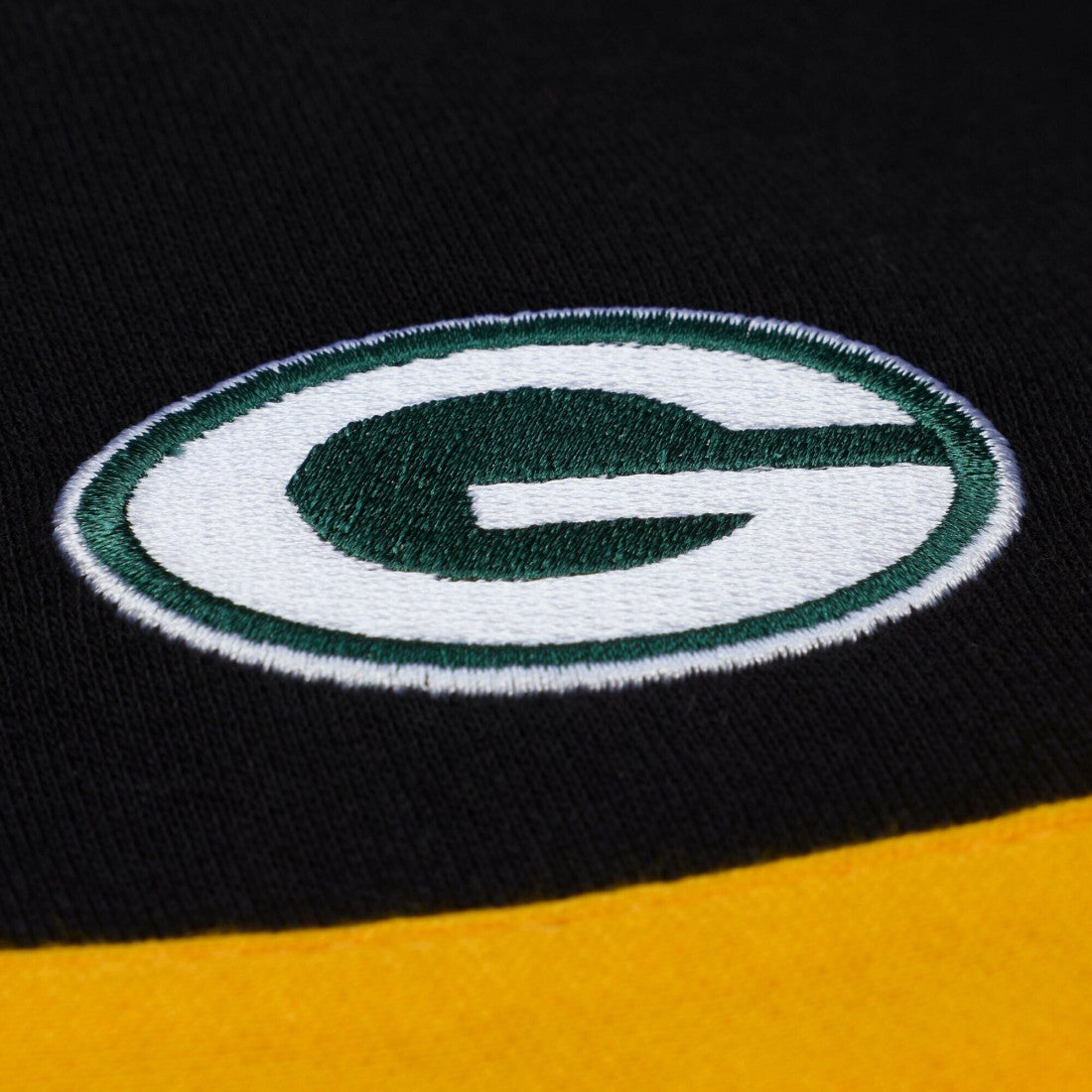 Green Bay Packers Women's Cropped Long Sleeve Rugby Polo - Black - Mitchell & Ness