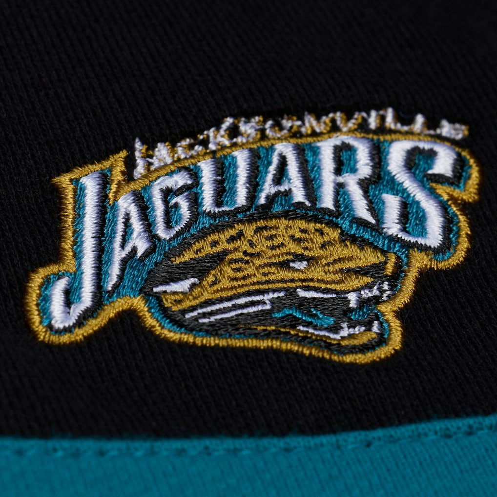 Jacksonville Jaguars Women's Throwback Cropped Long Sleeve Rugby Polo - Black - Mitchell & Ness
