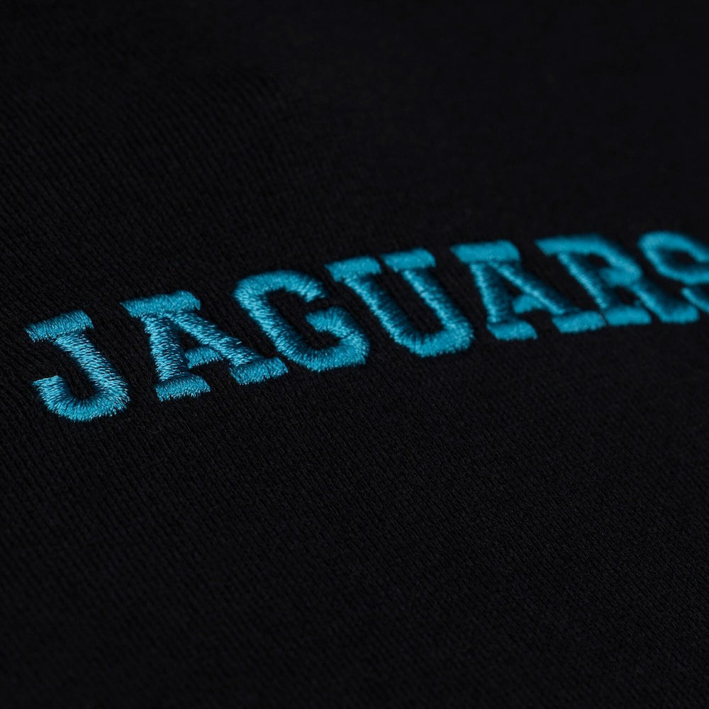 Jacksonville Jaguars Women's Throwback Cropped Long Sleeve Rugby Polo - Black - Mitchell & Ness