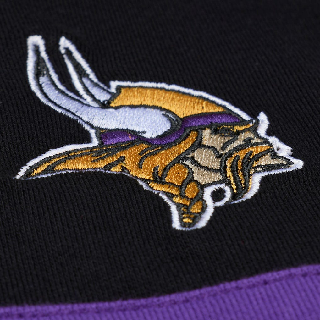 Minnesota Vikings Women's Cropped Long Sleeve Rugby Polo - Black - Mitchell & Ness