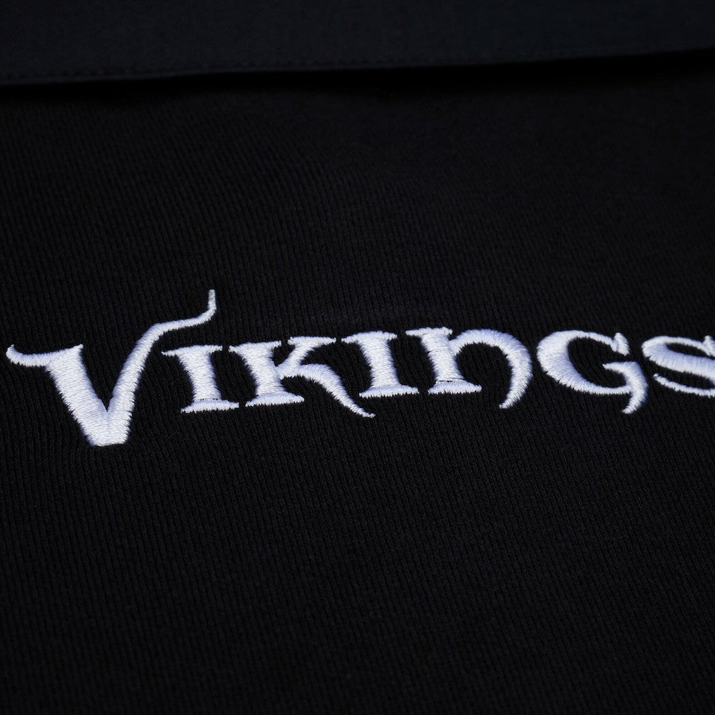 Minnesota Vikings Women's Cropped Long Sleeve Rugby Polo - Black - Mitchell & Ness