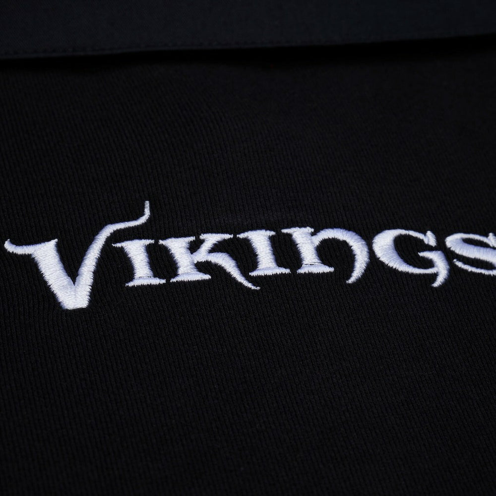 Minnesota Vikings Women's Cropped Long Sleeve Rugby Polo - Black - Mitchell & Ness