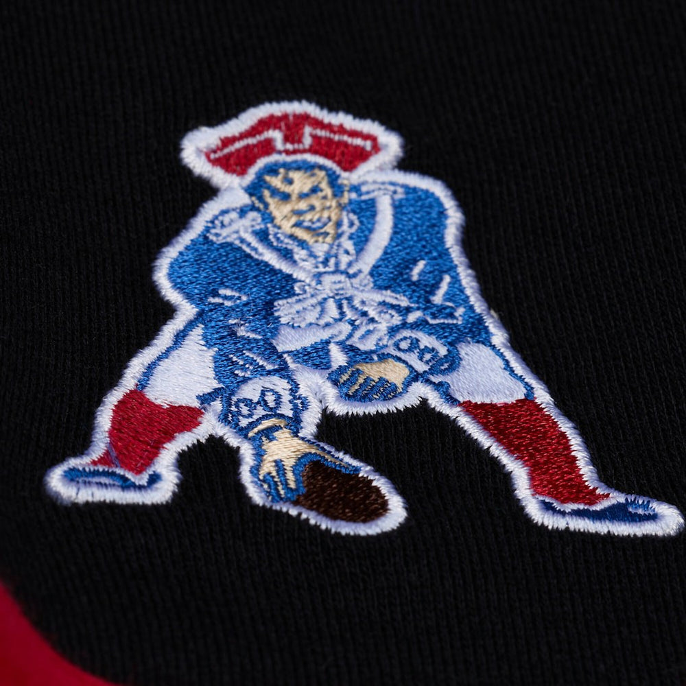 New England Patriots Women's Throwback Cropped Long Sleeve Rugby Polo - Black - Mitchell & Ness