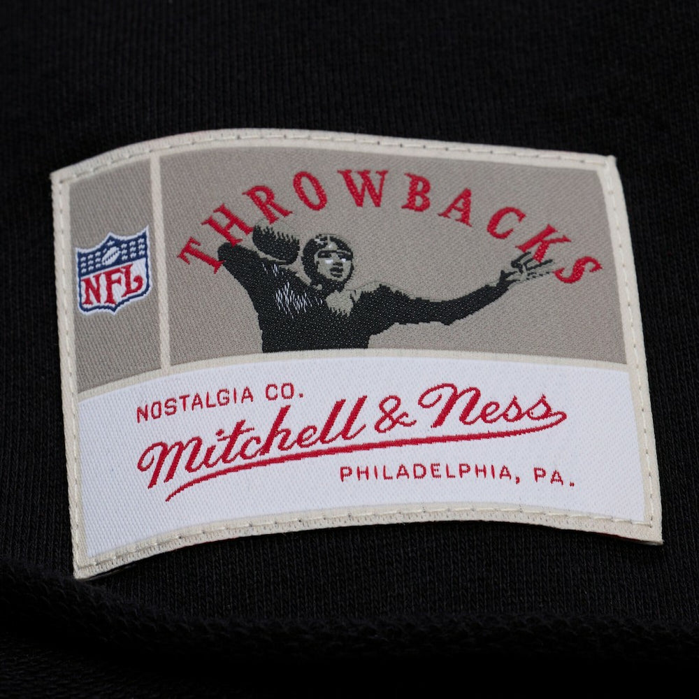 New England Patriots Women's Throwback Cropped Long Sleeve Rugby Polo - Black - Mitchell & Ness