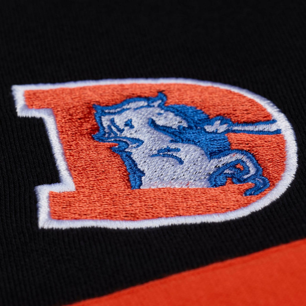 Denver Broncos Women's Throwback Cropped Long Sleeve Rugby Polo - Black - Mitchell & Ness