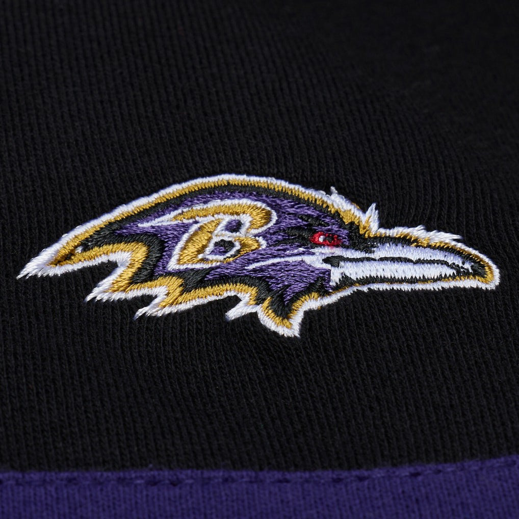 Baltimore Ravens Women's Cropped Long Sleeve Rugby Polo - Black - Mitchell & Ness