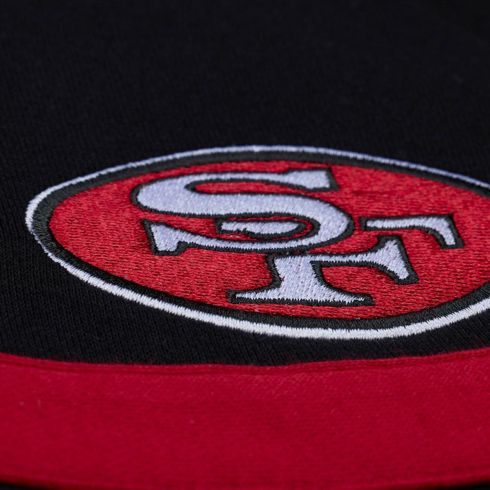 San Francisco 49ers Women's Cropped Long Sleeve Rugby Polo - Black - Mitchell & Ness