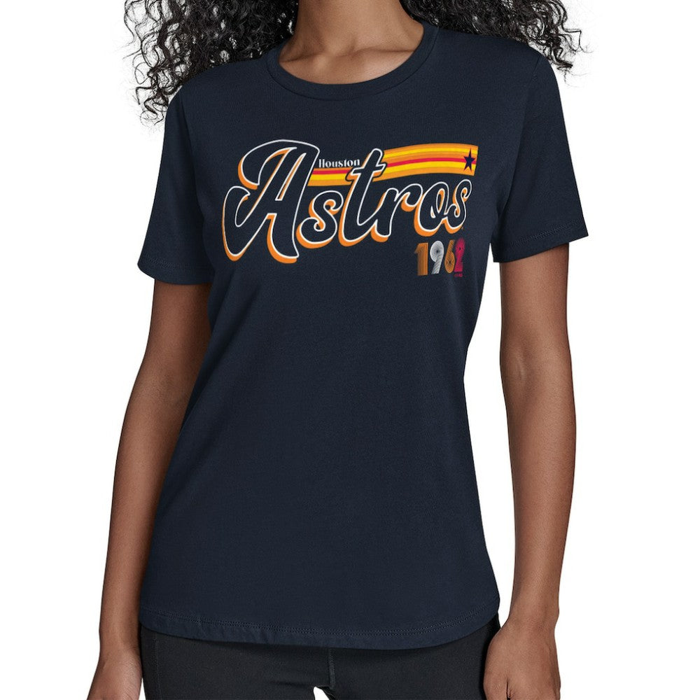 Houston Astros Starter Women's Groovy Script Team Fitted T-Shirt Near Me