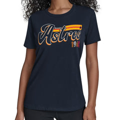 Houston Astros Starter Women's Groovy Script Team Fitted T-Shirt Near Me