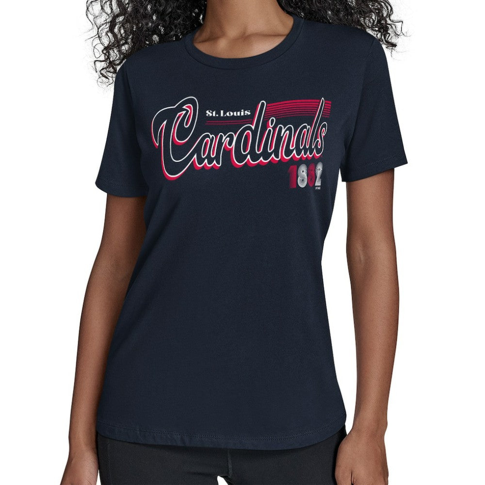 St. Louis Cardinals Starter Women's Groovy Script Team Fitted T-Shirt Discount