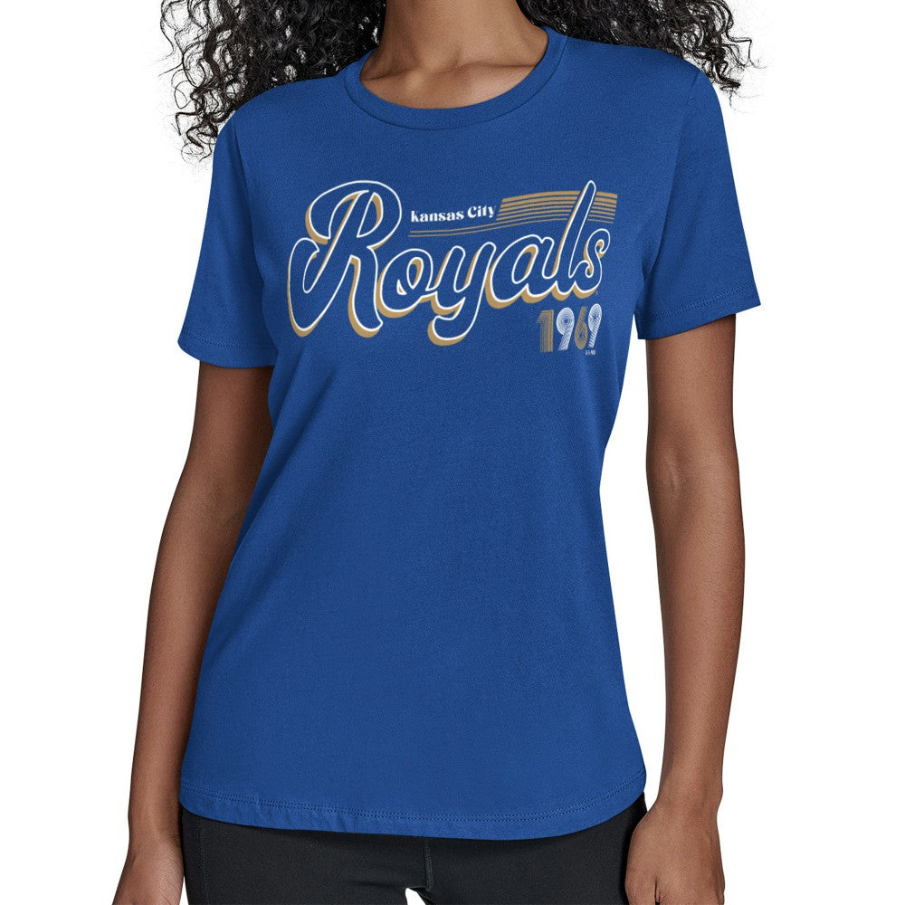 Kansas City Royals Starter Women's Groovy Script Team Fitted T-Shirt Online