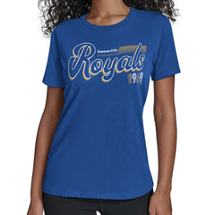Kansas City Royals Starter Women's Groovy Script Team Fitted T-Shirt Online